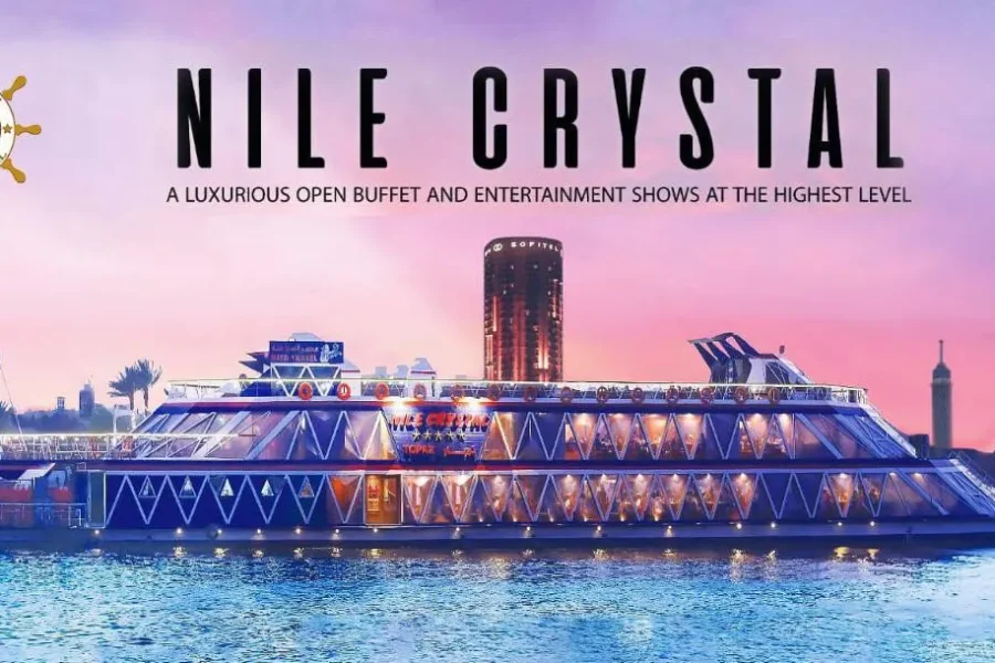 🌙 Nile Crystal Dinner Cruise with Belly Dancer Show  An Enchanting Night on the Nile with Music, Dance & Delicious Cuisine  Organized by Raymira Egypt Tours